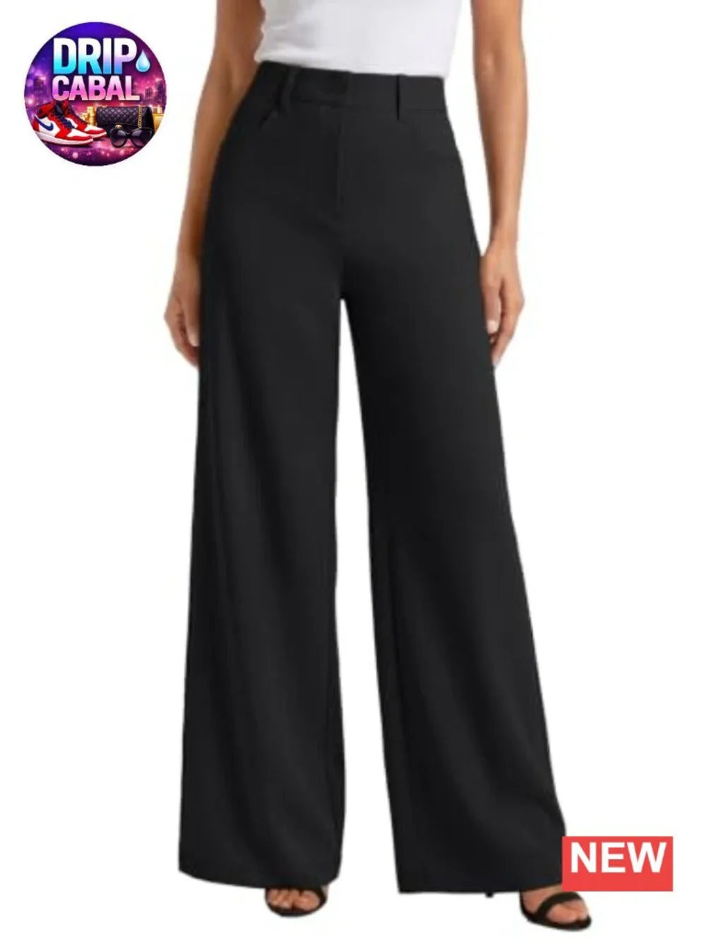 Wide Leg High Waisted Work Pants with Pockets